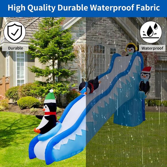 🆕6FT Christmas Inflatables Penguin Slide Blow Up Build-in LED Outdoor Decor - Picture 8 of 10